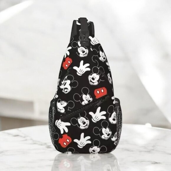 Mickey Mouse Crossbody Bag Nylon Backpack - Anime-Themed Zippered Disney - Picture 1 of 8